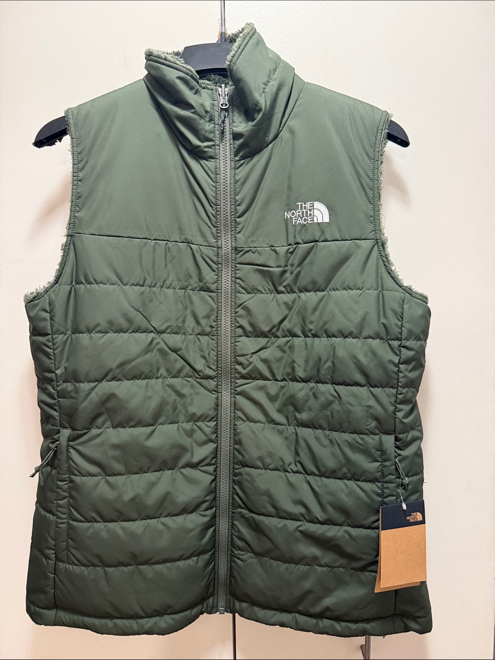 The North Face Olive Quilted Insulated Vest - Reversible